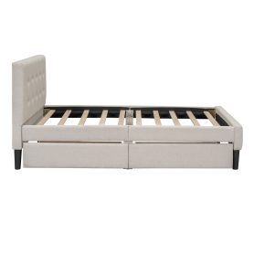 Upholstered Twin Size Platform Bed With 2 Drawers