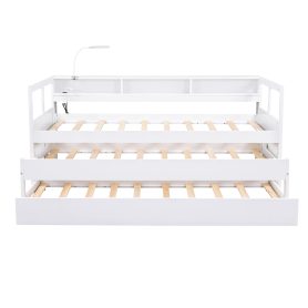 Twin XL Daybed With 2 Trundles, 3 Storage Cubbies, 1 Light And USB Charging Port