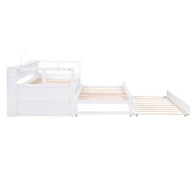 Twin XL Daybed With 2 Trundles, 3 Storage Cubbies, 1 Light And USB Charging Port