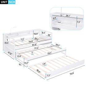 Twin XL Daybed With 2 Trundles, 3 Storage Cubbies, 1 Light And USB Charging Port