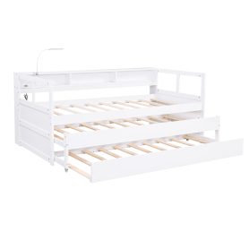 Twin XL Daybed With 2 Trundles, 3 Storage Cubbies, 1 Light And USB Charging Port