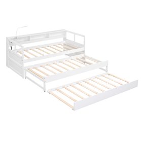 Twin XL Daybed With 2 Trundles, 3 Storage Cubbies, 1 Light And USB Charging Port