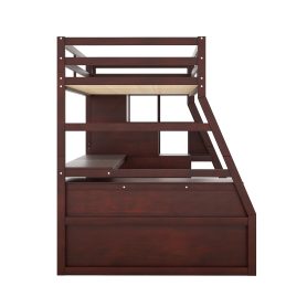 Twin Size Loft Bed With 7 Drawers, 2 Shelves And Desk