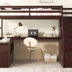 Twin Size Loft Bed With 7 Drawers, 2 Shelves And Desk