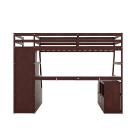 Twin Size Loft Bed With 7 Drawers, 2 Shelves And Desk