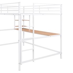 Metal Full Loft Bed With Desk And Shelve