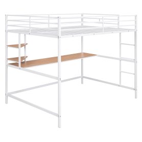 Metal Full Loft Bed With Desk And Shelve