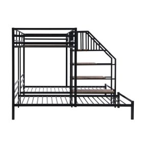 Metal Twin Over Twin & Twin Bunk Bed With Staircase