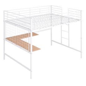 Metal Full Loft Bed With Desk And Metal Grid