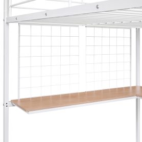 Metal Full Loft Bed With Desk And Metal Grid