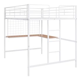 Metal Full Loft Bed With Desk And Metal Grid