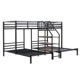 Metal Twin Over Twin & Twin Bunk Bed With Staircase