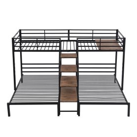 Metal Twin Over Twin & Twin Bunk Bed With Staircase