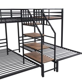 Metal Twin Over Twin & Twin Bunk Bed With Staircase