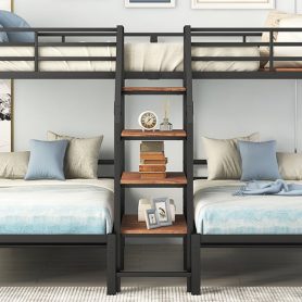 Metal Twin Over Twin & Twin Bunk Bed With Staircase