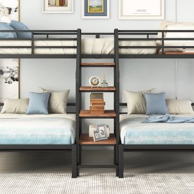 Metal Twin Over Twin & Twin Bunk Bed With Staircase
