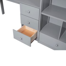 Twin Size Loft Bed With L-Shaped Desk And Drawers, Cabinet And Storage Staircase 35 Twin Size Loft Bed With L-Shaped Desk And Drawers, Cabinet And Storage Staircase