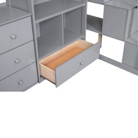 Twin Size Loft Bed With L-Shaped Desk And Drawers, Cabinet And Storage Staircase 34 Twin Size Loft Bed With L-Shaped Desk And Drawers, Cabinet And Storage Staircase
