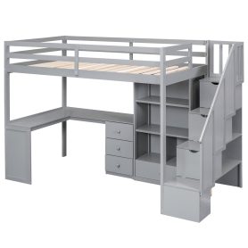 Twin Size Loft Bed With L-Shaped Desk And Drawers, Cabinet And Storage Staircase 29 Twin Size Loft Bed With L-Shaped Desk And Drawers, Cabinet And Storage Staircase