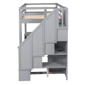 Twin Size Loft Bed With L-Shaped Desk And Drawers, Cabinet And Storage Staircase 31 Twin Size Loft Bed With L-Shaped Desk And Drawers, Cabinet And Storage Staircase
