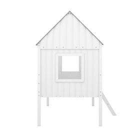 House Shape Twin Size Low Loft Bed With Two Side Windows