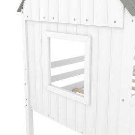 House Shape Twin Size Low Loft Bed With Two Side Windows