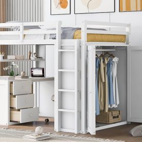 Full Size Loft Bed With Drawers Desk and Wardrobe