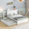 Full Size Storage Platform Bed With Pull Out Shelves And Twin Size Trundle