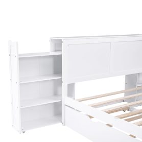 Full Size Storage Platform Bed With Pull Out Shelves And Twin Size Trundle