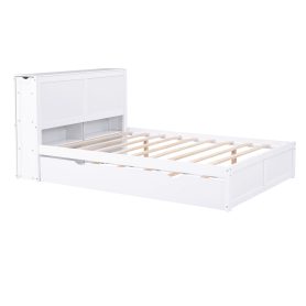 Full Size Storage Platform Bed With Pull Out Shelves And Twin Size Trundle