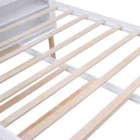Queen Size Storage Platform Bed With Pull Out Shelves And Twin Size Trundle