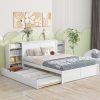 Queen Size Storage Platform Bed With Pull Out Shelves And Twin Size Trundle