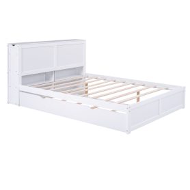 Queen Size Storage Platform Bed With Pull Out Shelves And Twin Size Trundle