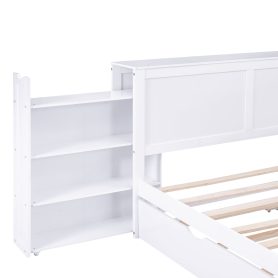 Queen Size Storage Platform Bed With Pull Out Shelves And Twin Size Trundle