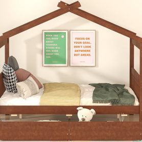 Wooden Full Size House Bed With Drawers