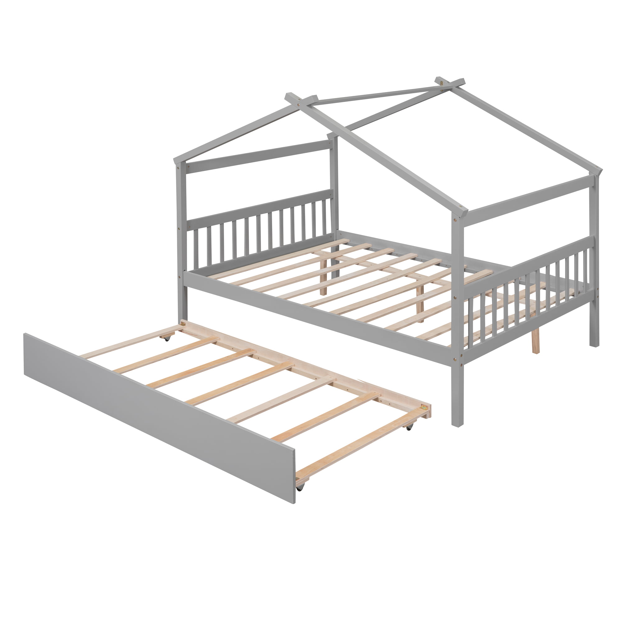 Full Size Wood House Bed With Twin Size Trundle 10 Full Size Wood House Bed With Twin Size Trundle