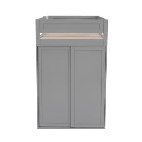 Wood Twin Size Loft Bed With Wardrobes And 2-drawer Desk With Cabinet 31 Wood Twin Size Loft Bed With Wardrobes And 2-drawer Desk With Cabinet