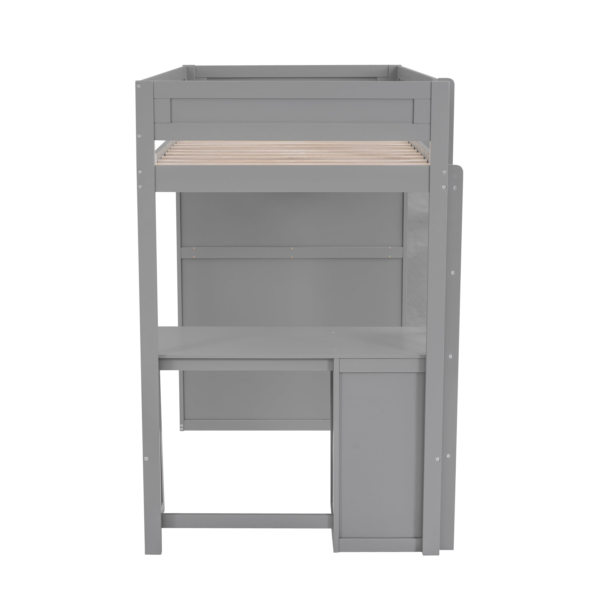 Wood Twin Size Loft Bed With Wardrobes And 2-drawer Desk With Cabinet 19 Wood Twin Size Loft Bed With Wardrobes And 2-drawer Desk With Cabinet