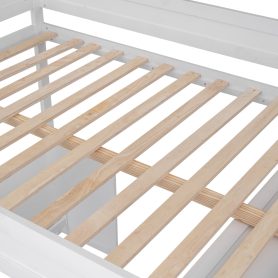 Wood Full Size Loft Bed With Wardrobes And 2-drawer Desk With Cabinet