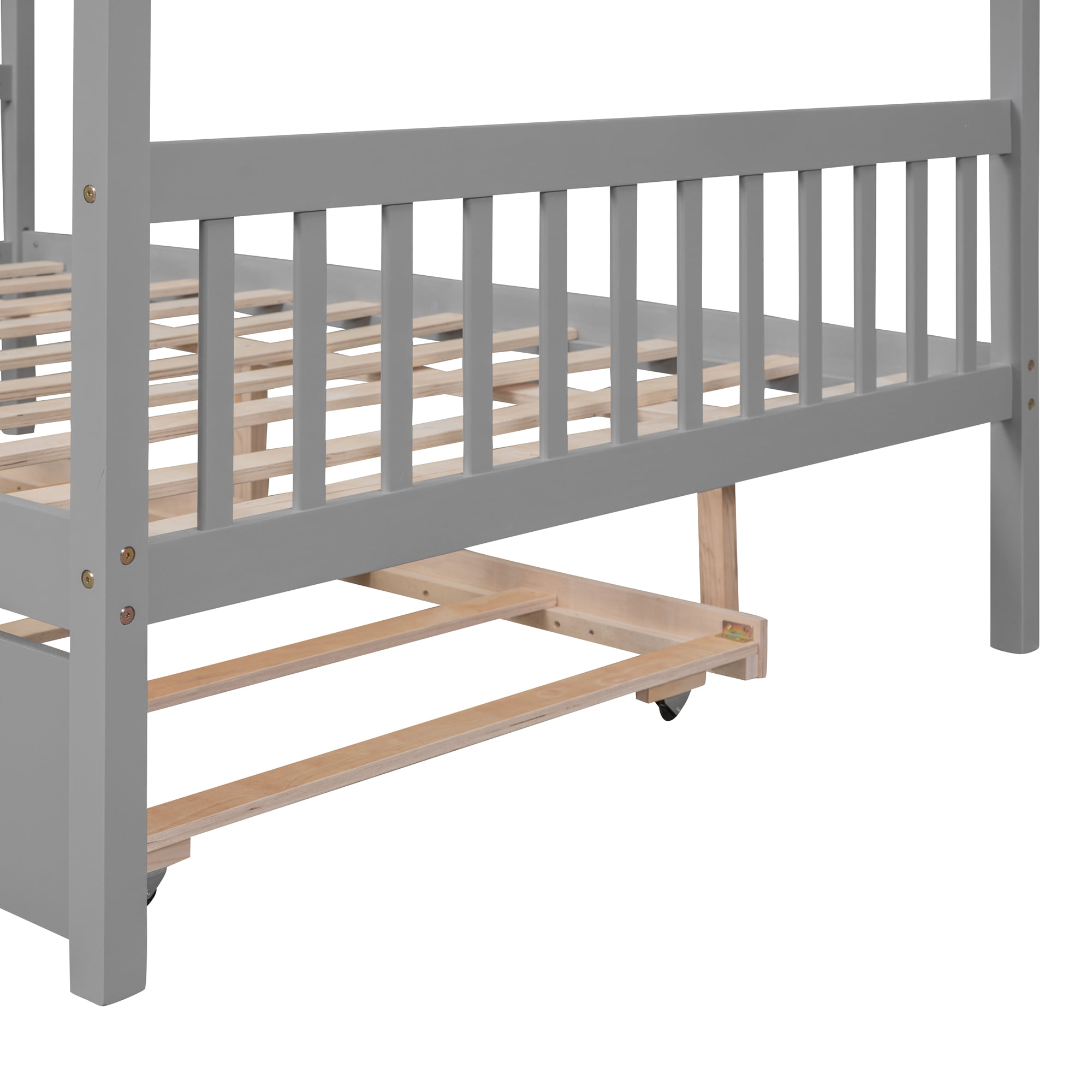 Full Size Wood House Bed With Twin Size Trundle 12 Full Size Wood House Bed With Twin Size Trundle