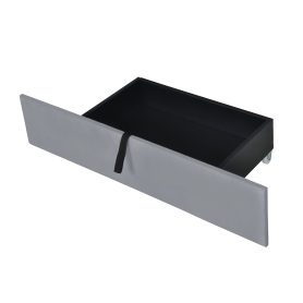 Queen Size Velvet Upholstered Platform Bed With 2 Drawers And 1 Twin Xl Trundle