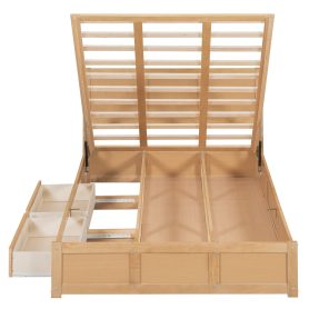 Wood Full Size Platform Bed With Underneath Storage And 2 Drawers