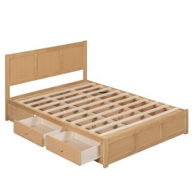 Wood Full Size Platform Bed With Underneath Storage And 2 Drawers