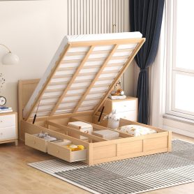 Wood Full Size Platform Bed With Underneath Storage And 2 Drawers