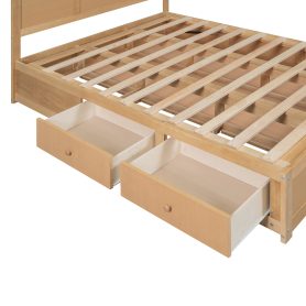 Wood Queen Size Platform Bed With Underneath Storage And 2 Drawers