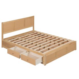Wood Queen Size Platform Bed With Underneath Storage And 2 Drawers