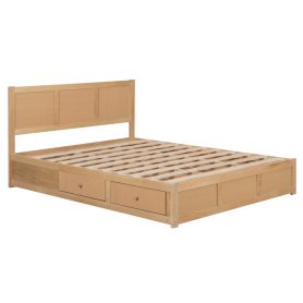 Wood Queen Size Platform Bed With Underneath Storage And 2 Drawers