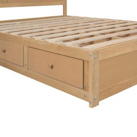 Wood Queen Size Platform Bed With Underneath Storage And 2 Drawers