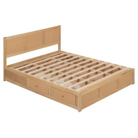 Wood Queen Size Platform Bed With Underneath Storage And 2 Drawers
