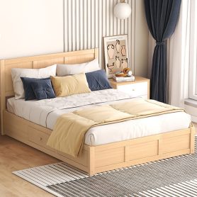 Wood Full Size Platform Bed With Underneath Storage And 2 Drawers